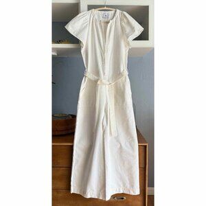 G Label by Goop Cady Puff-Sleeve Jumpsuit White Size 6 Wide Leg